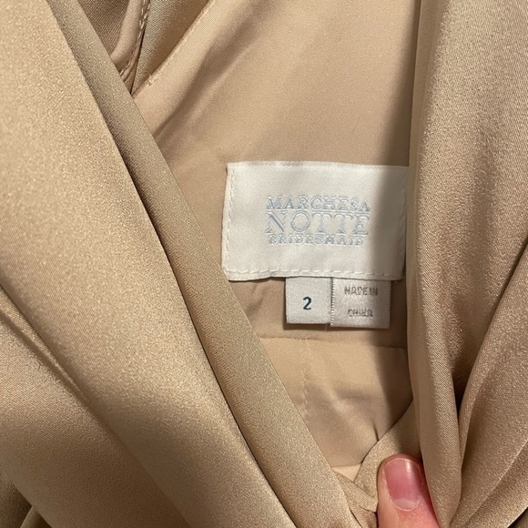 Marchesa Notte Bridesmaids Champagne Cowl Back Gown - Picture 9 of 9